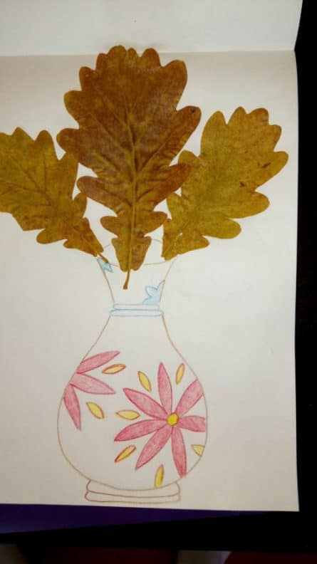 Ваза с дубовыми листьями. Индивидуальный проект для воспитанника с ОВЗ «Мой гербарий»