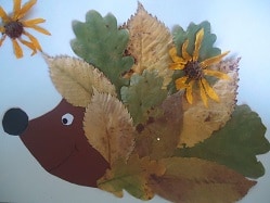 Поделка ежик из осенней листвы